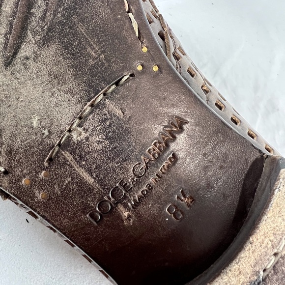 DOLCE & GABBANA Brown Perforated Leather Derby Shoes Made in Italy 8.5UK -9.5US - Picture 14 of 14